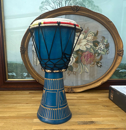 Hand carved wooden djembe - carved,