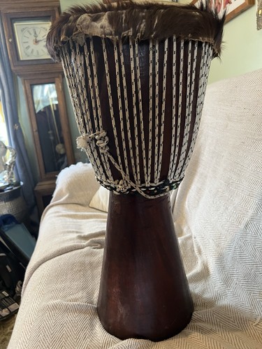 Gambian hand carved djembe - carved,