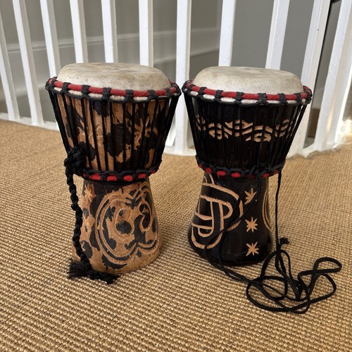 Pair small wooden djembe - pair, of