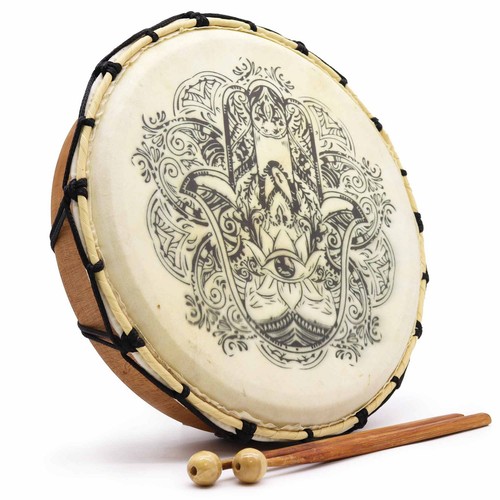 Hamsa shamanic drum with - hamsa, two