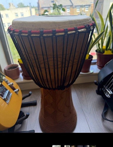Wooden djembe hand drum - wooden,